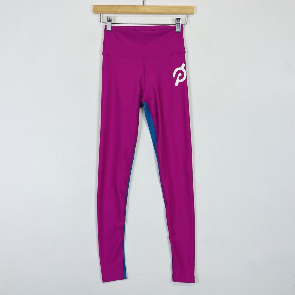 Peloton Hot Pink Blue Show Up Rib Ribbed Leggings Pants Womens Small‎ NEW NWT